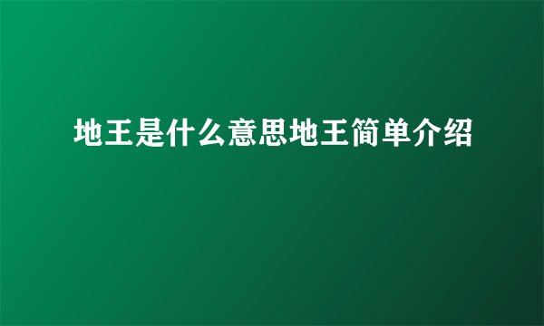 地王是什么意思地王简单介绍