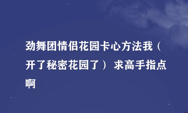 劲舞团情侣花园卡心方法我（开了秘密花园了） 求高手指点啊