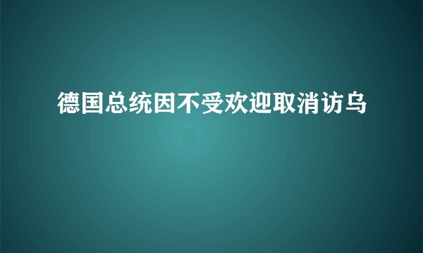 德国总统因不受欢迎取消访乌