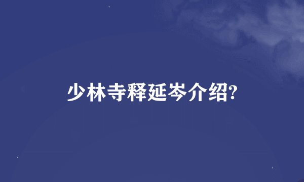 少林寺释延岑介绍?