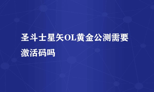 圣斗士星矢OL黄金公测需要激活码吗