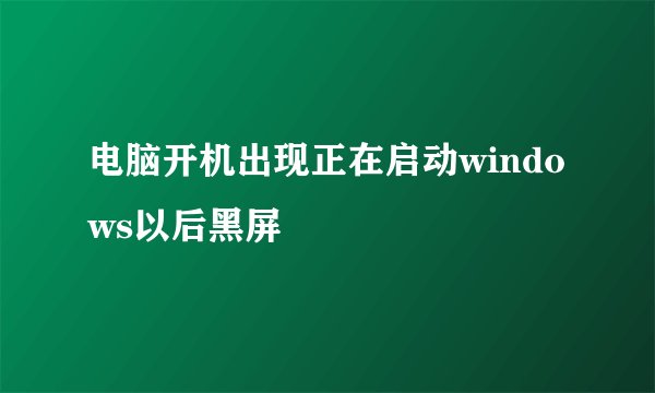 电脑开机出现正在启动windows以后黑屏