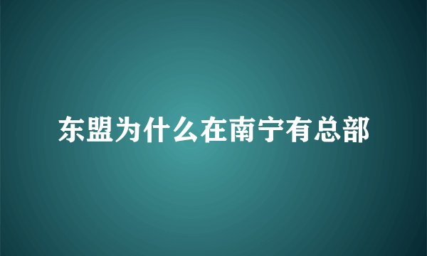 东盟为什么在南宁有总部