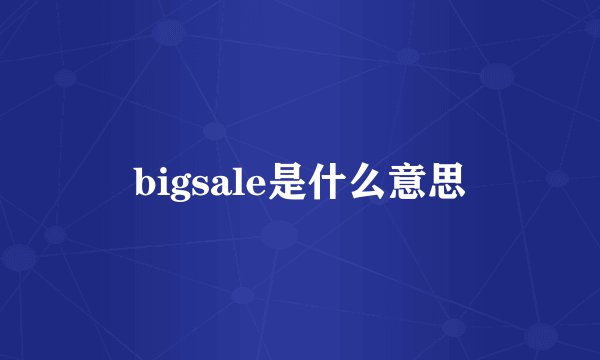 bigsale是什么意思
