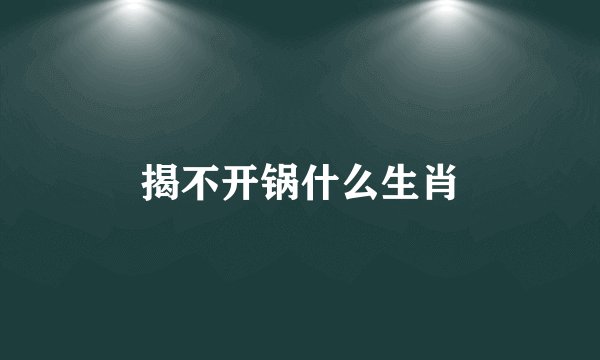 揭不开锅什么生肖