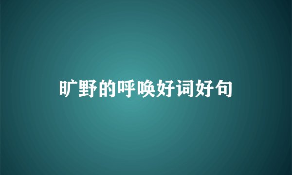 旷野的呼唤好词好句
