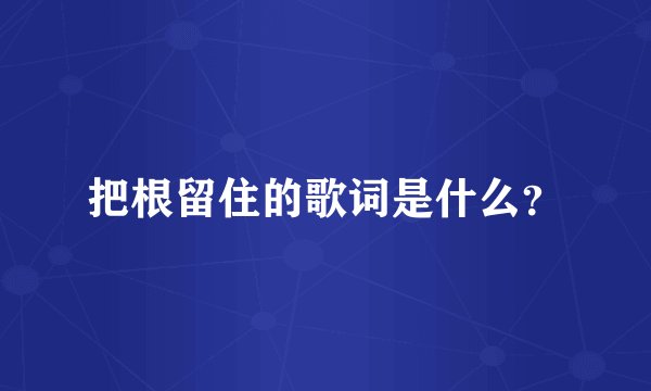 把根留住的歌词是什么？