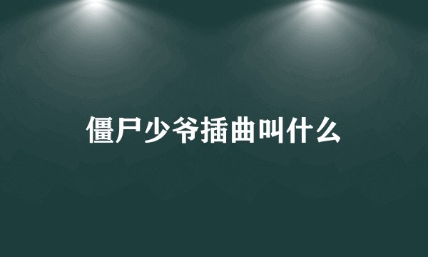 僵尸少爷插曲叫什么