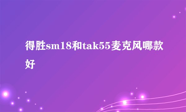 得胜sm18和tak55麦克风哪款好