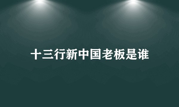 十三行新中国老板是谁