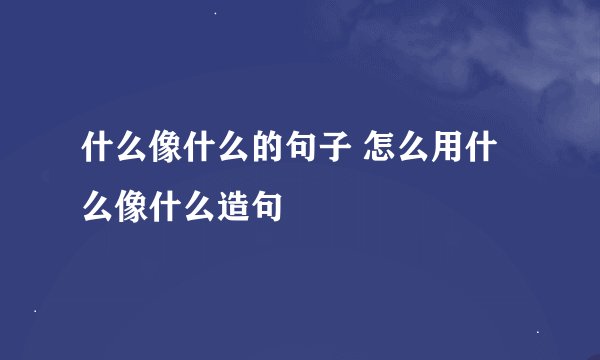 什么像什么的句子 怎么用什么像什么造句