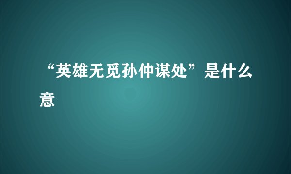 “英雄无觅孙仲谋处”是什么意