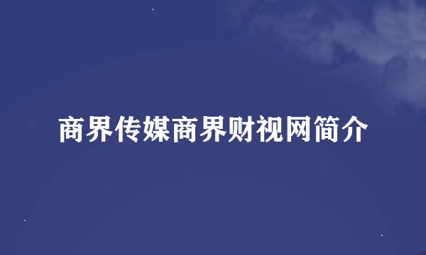 商界传媒商界财视网简介