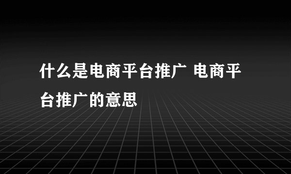 什么是电商平台推广 电商平台推广的意思
