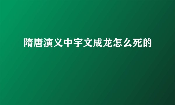 隋唐演义中宇文成龙怎么死的