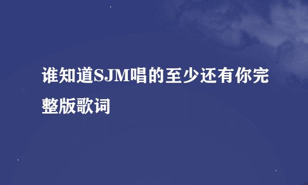 谁知道SJM唱的至少还有你完整版歌词