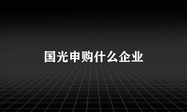 国光申购什么企业