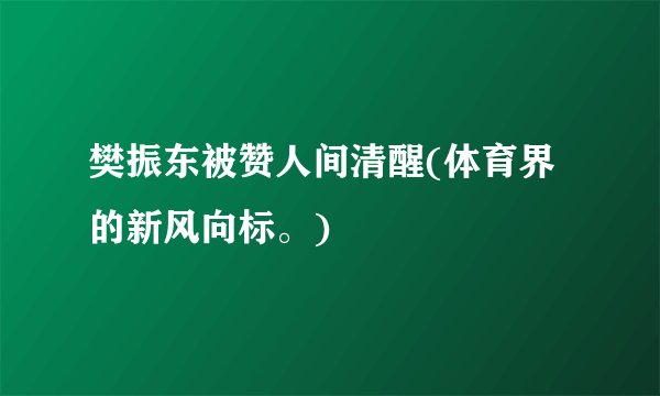 樊振东被赞人间清醒(体育界的新风向标。)
