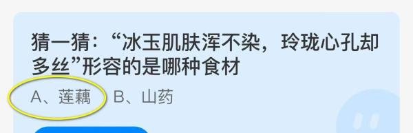 蚂蚁庄园：冰玉肌肤浑不染玲珑心孔却多丝是？