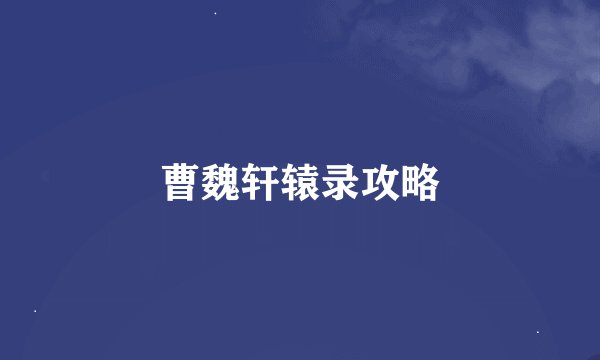 曹魏轩辕录攻略