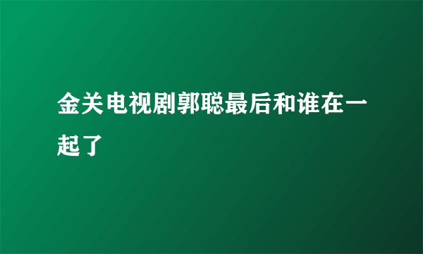 金关电视剧郭聪最后和谁在一起了