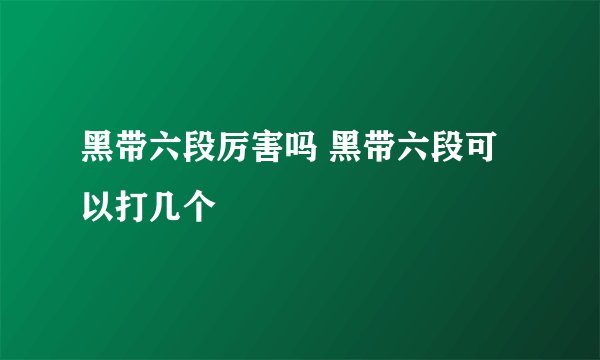 黑带六段厉害吗 黑带六段可以打几个