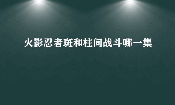 火影忍者斑和柱间战斗哪一集