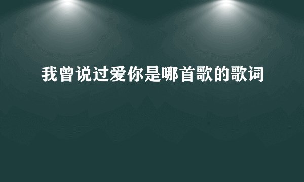 我曾说过爱你是哪首歌的歌词