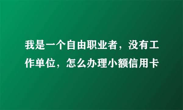 我是一个自由职业者，没有工作单位，怎么办理小额信用卡