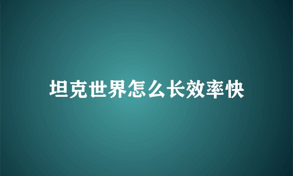 坦克世界怎么长效率快