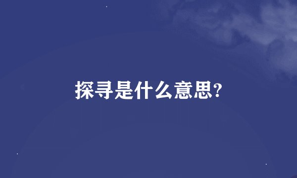 探寻是什么意思?
