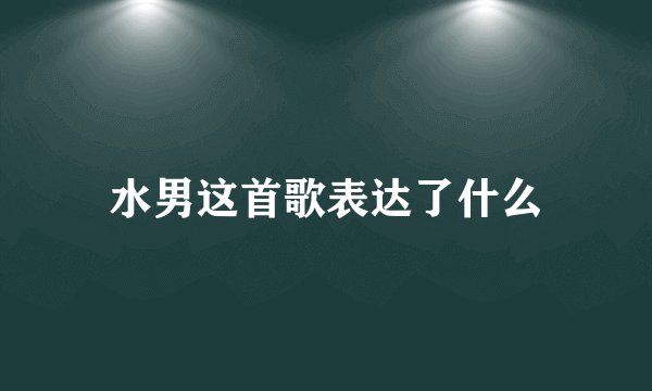 水男这首歌表达了什么