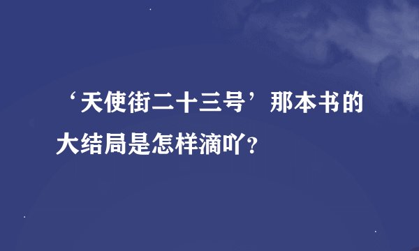 ‘天使街二十三号’那本书的大结局是怎样滴吖？