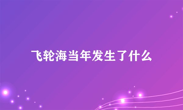 飞轮海当年发生了什么