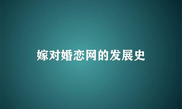 嫁对婚恋网的发展史