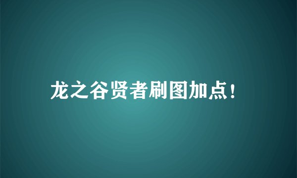 龙之谷贤者刷图加点！