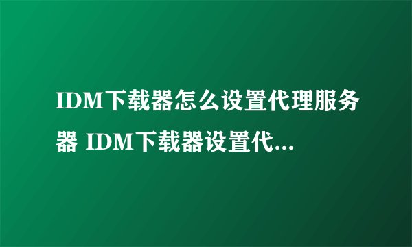 IDM下载器怎么设置代理服务器 IDM下载器设置代理服务器方法