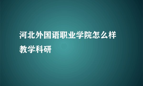 河北外国语职业学院怎么样 教学科研