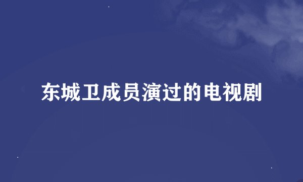 东城卫成员演过的电视剧