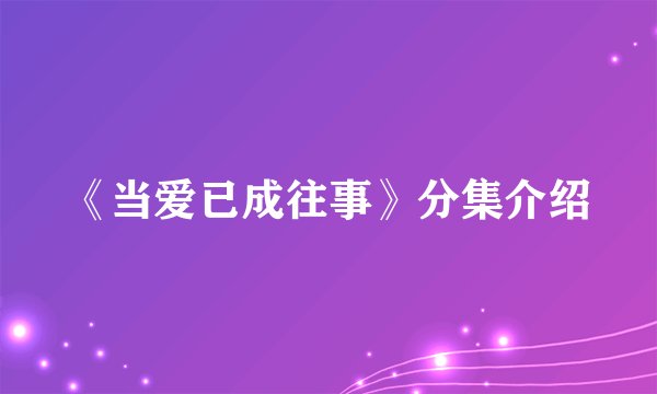 《当爱已成往事》分集介绍
