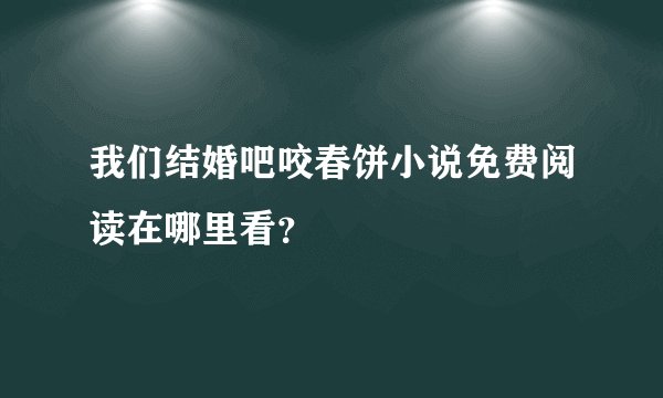 我们结婚吧咬春饼小说免费阅读在哪里看？