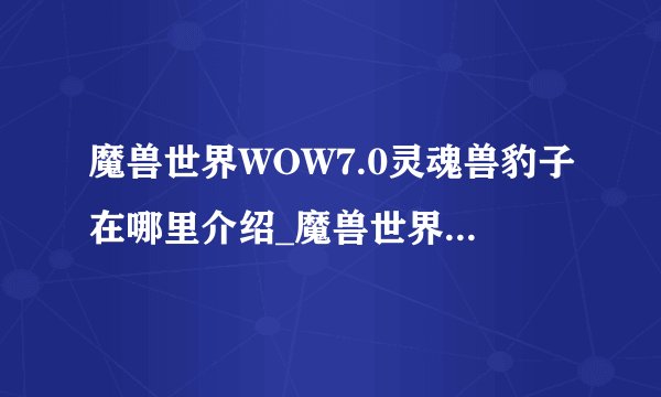 魔兽世界WOW7.0灵魂兽豹子在哪里介绍_魔兽世界WOW7.0灵魂兽豹子在哪里是什么