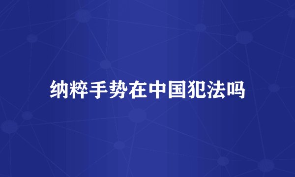 纳粹手势在中国犯法吗