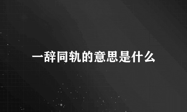 一辞同轨的意思是什么