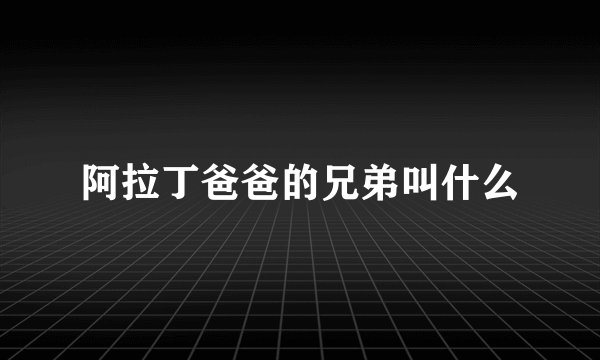 阿拉丁爸爸的兄弟叫什么