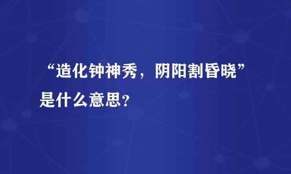 “造化钟神秀，阴阳割昏晓”是什么意思？