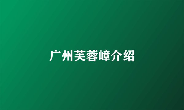 广州芙蓉嶂介绍