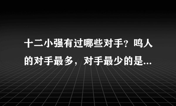 十二小强有过哪些对手？鸣人的对手最多，对手最少的是哪一个？