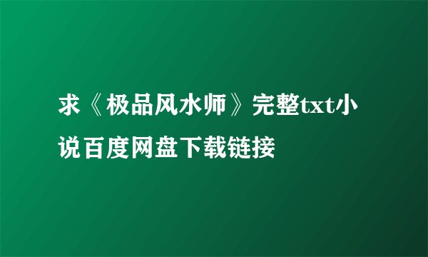 求《极品风水师》完整txt小说百度网盘下载链接