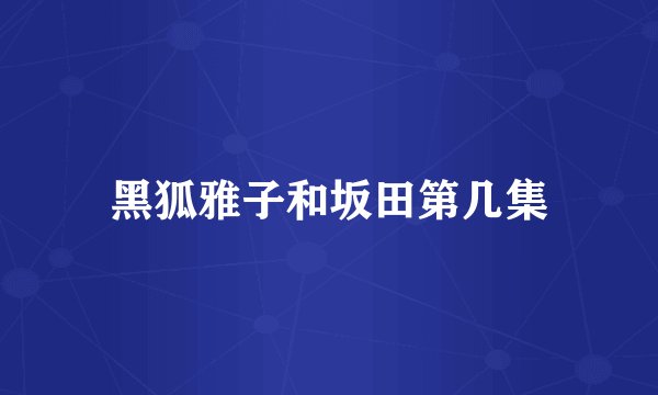 黑狐雅子和坂田第几集